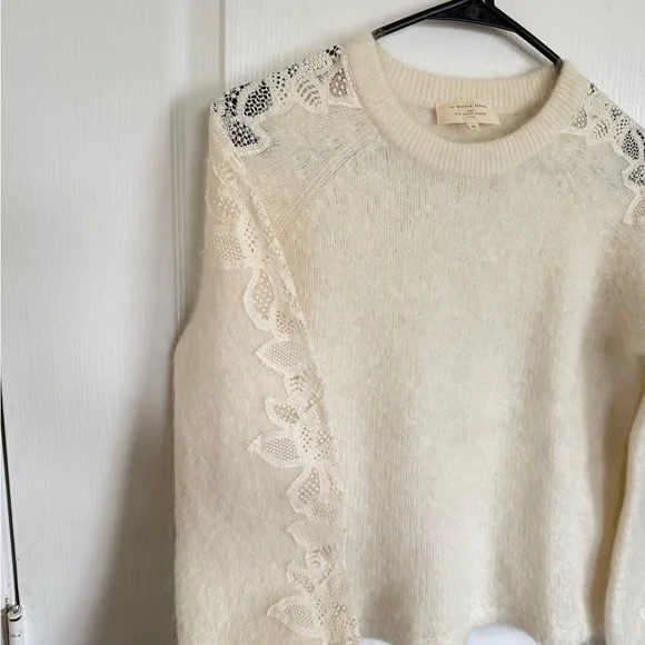 Sezane Cream Lace Detail Sweater - Picture 7 of 8